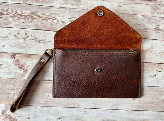 Leather Wristlet - Brown Kodiak
