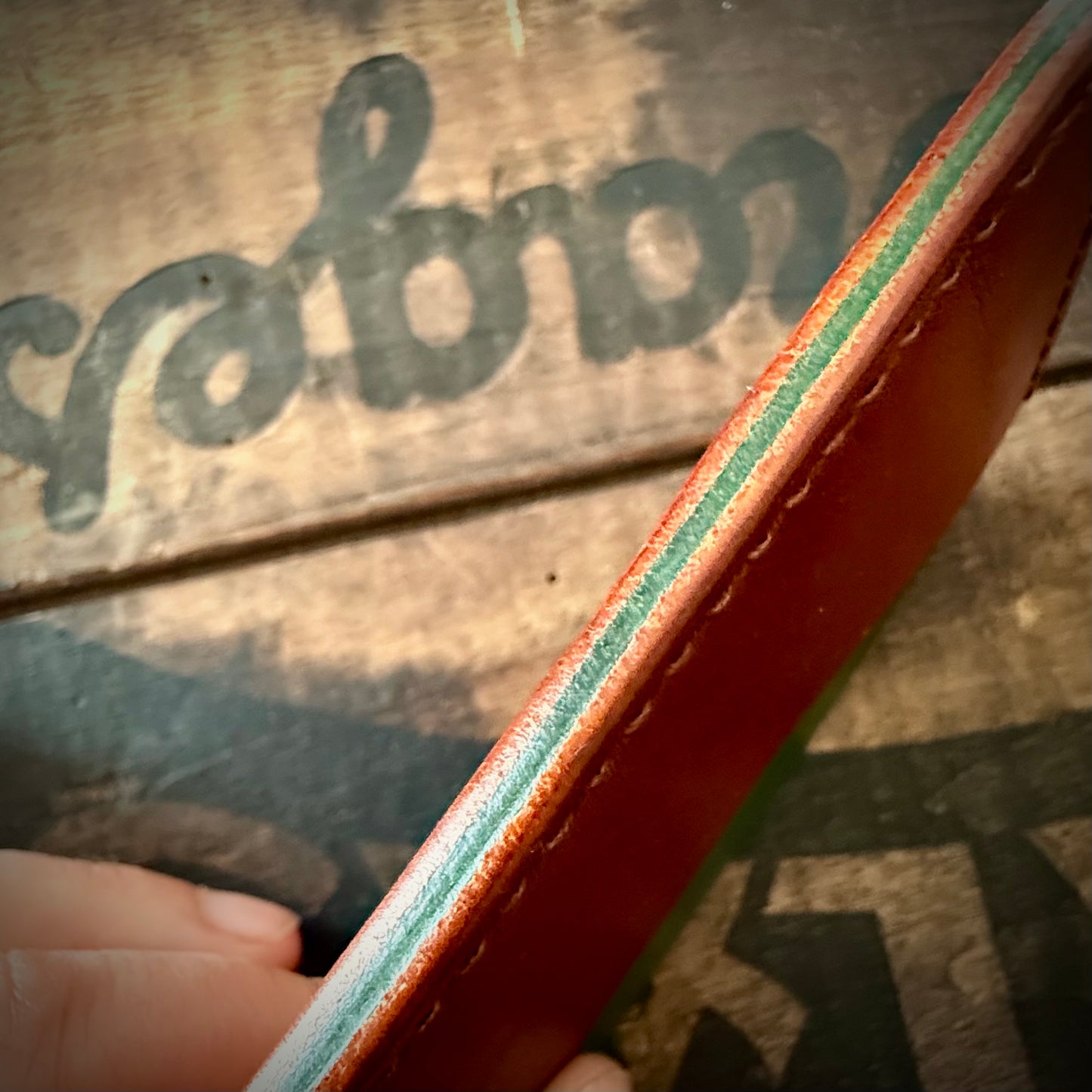 Slim Wallet - Green and Burnt Sienna