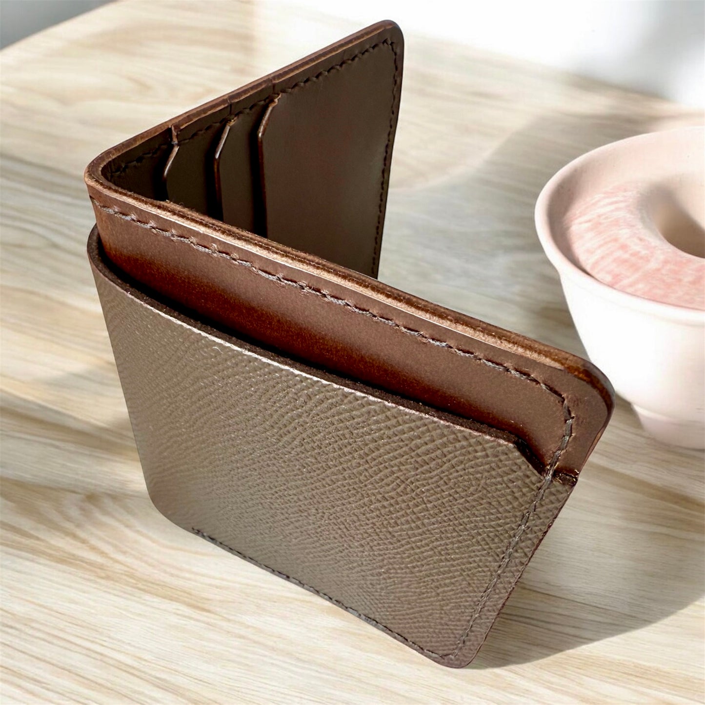 Brown Textured Bifold Wallet