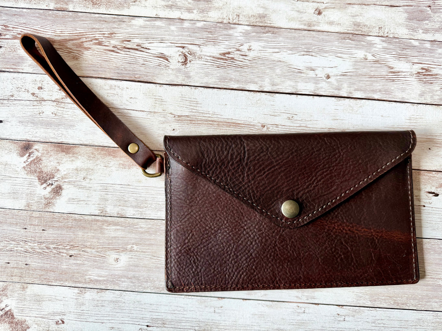 Leather Wristlet - Brown Kodiak