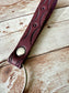 Leather Keychain - Stamped Merlot & Stainless Steel