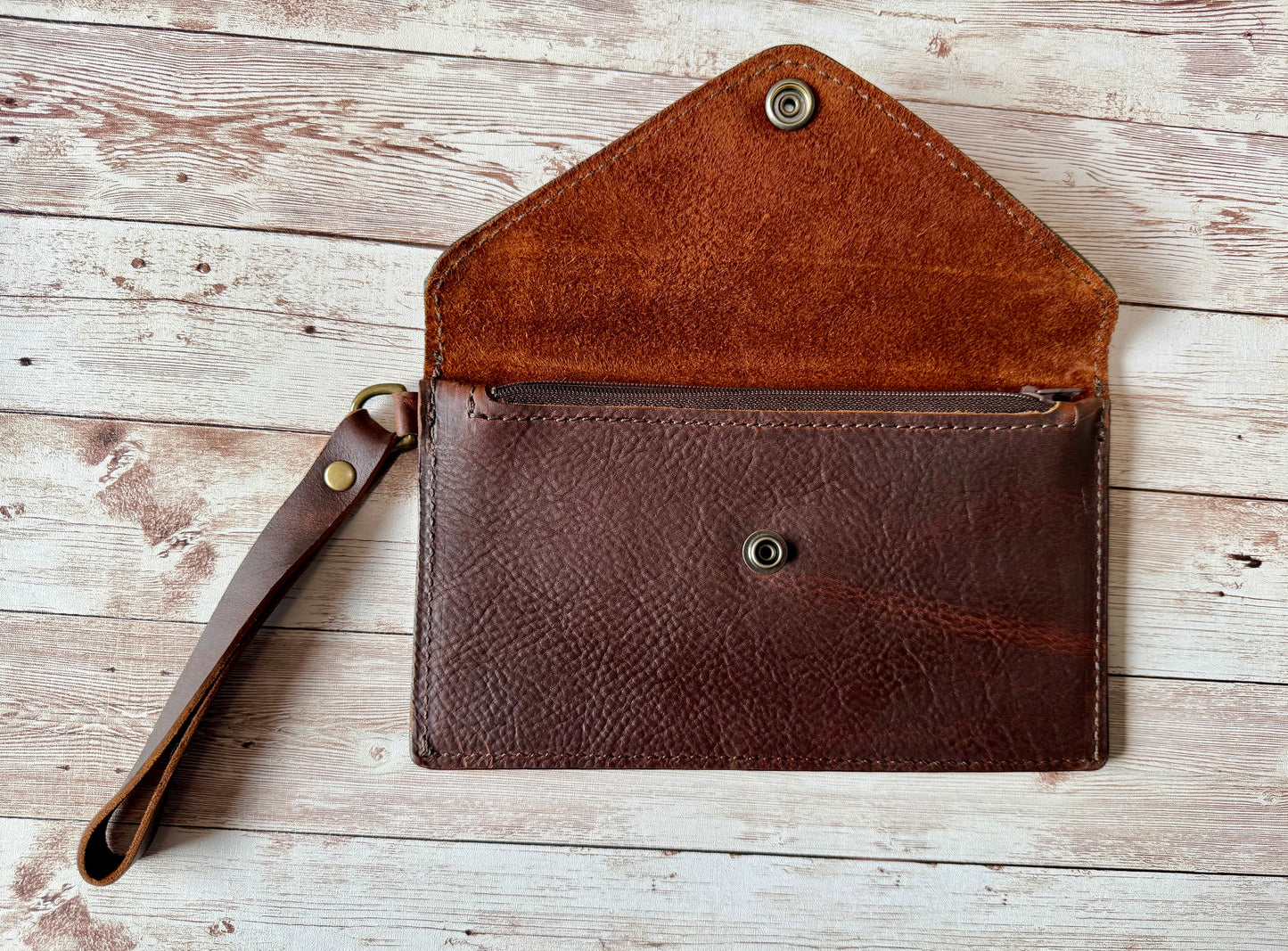 Leather Wristlet - Brown Kodiak