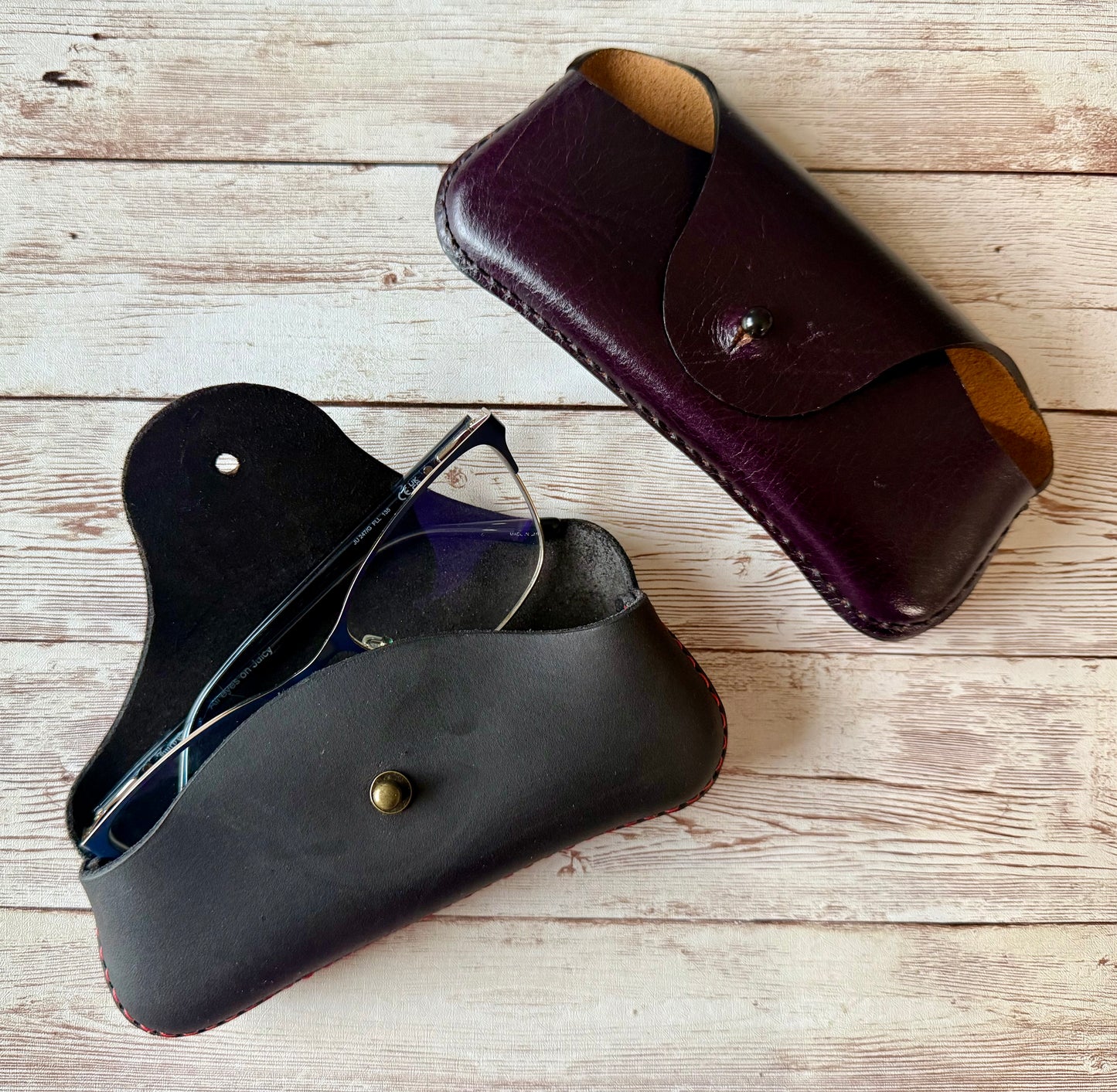 Leather Glasses Cases with button Stud