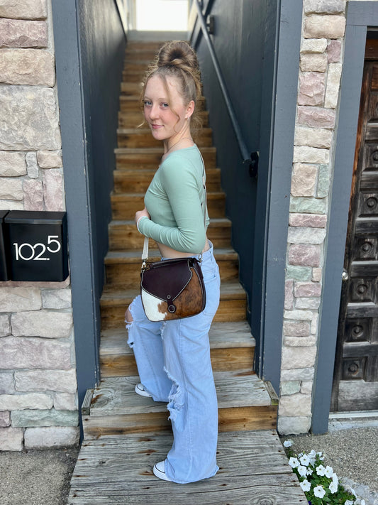 Hair-On-Hide Crossbody Saddle Bag