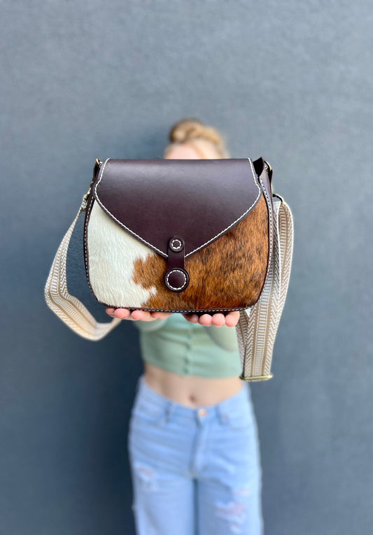 Hair-On-Hide Crossbody Saddle Bag