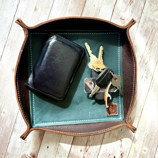 Valet Tray – Brown & Teal, XL