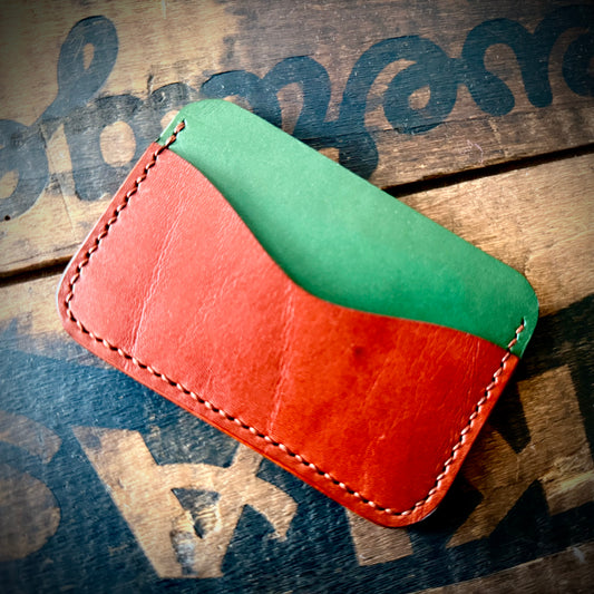 Slim Wallet - Green and Burnt Sienna