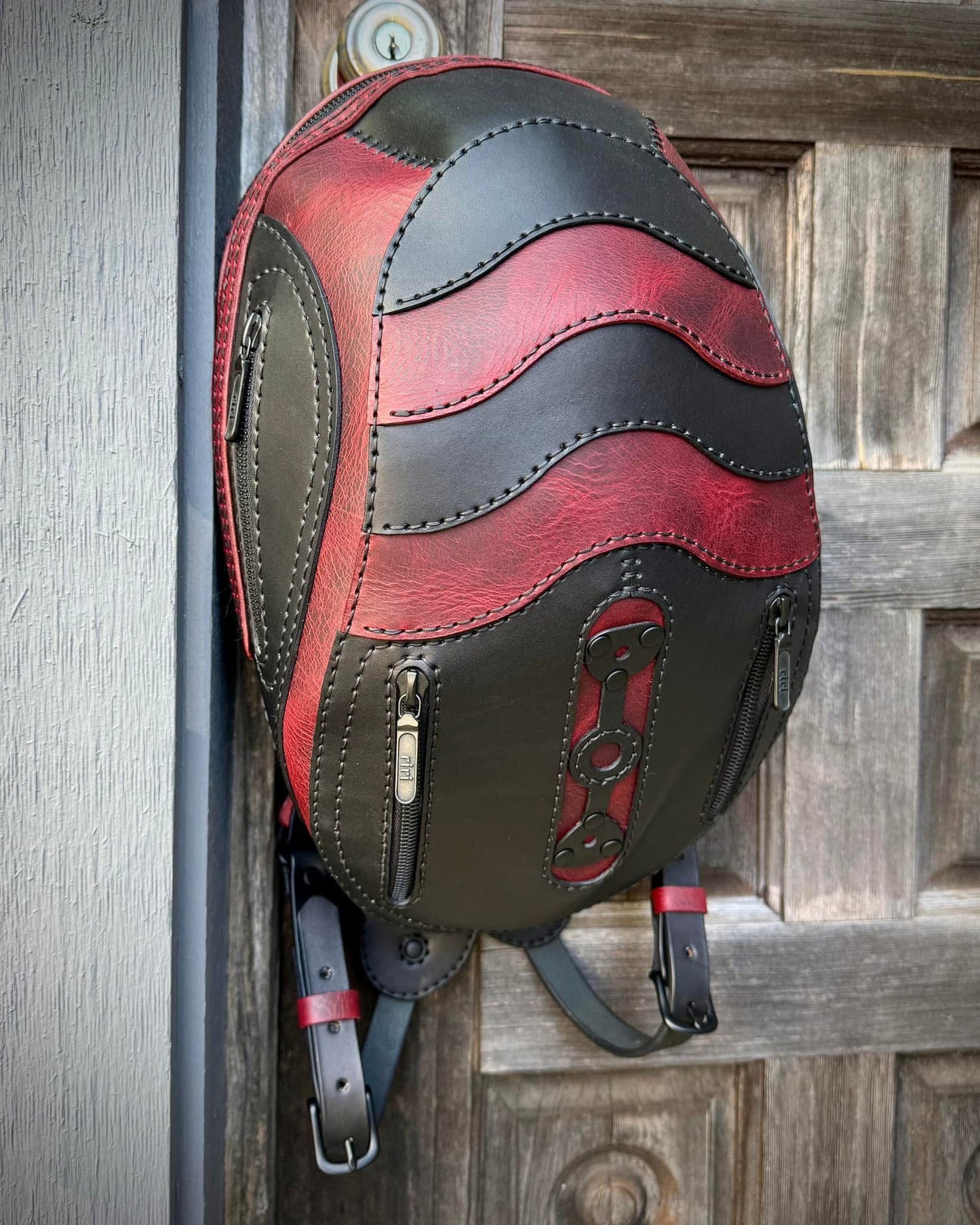 Men's Black & Red Moto Backpack
