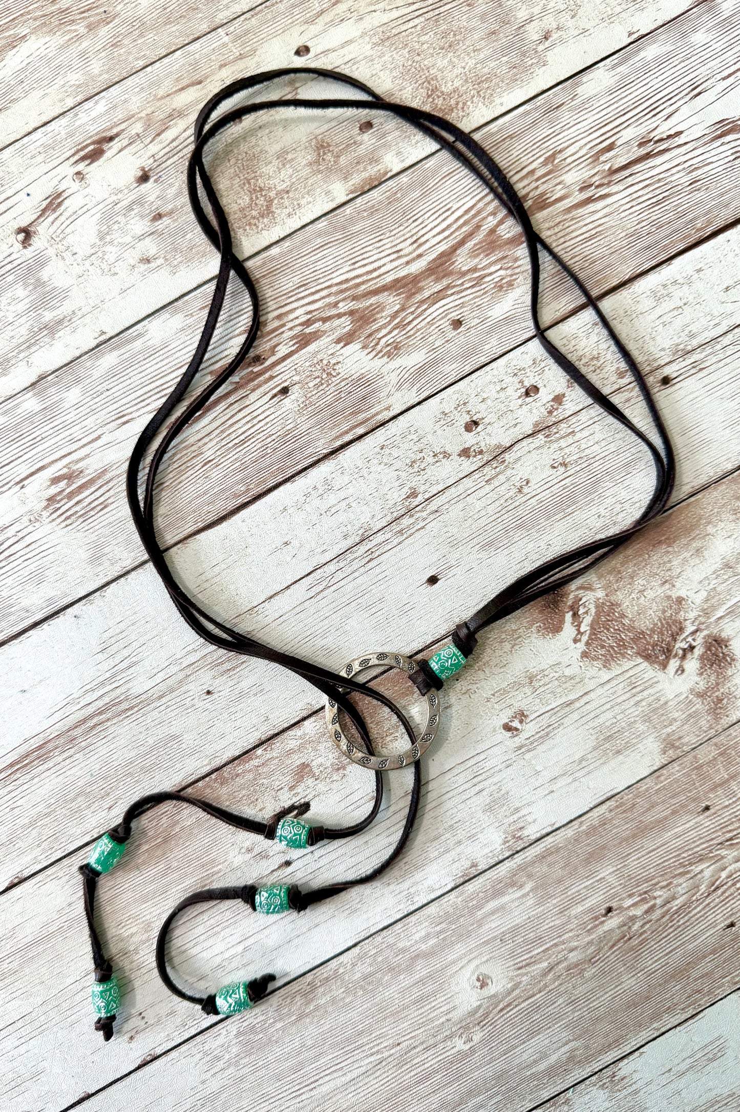 Bohemian Leather Lariat Necklace