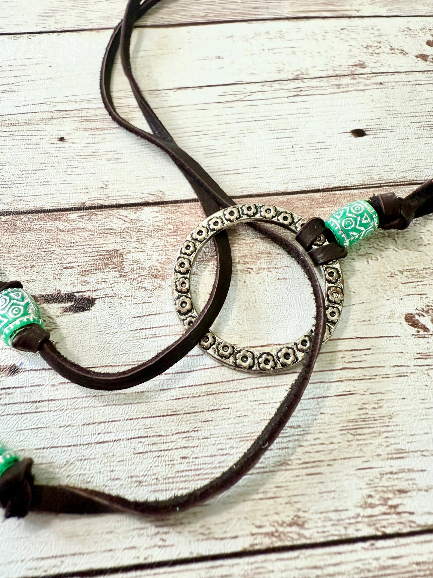 Bohemian Leather Lariat Necklace