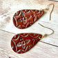 Leather Teardrop Earrings - Hand-Stamped, Bohemian/Southwest, L