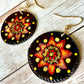 Leather Hand-Painted Circular Earrings - Bohemian/Southwestern Style