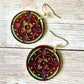 Leather Hand-Painted Circular Earrings - Bohemian/Southwestern Style