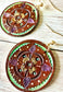 Leather Hand-Painted Circular Earrings - Bohemian/Southwestern Style