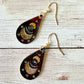 Leather Teardrop Earrings - Hand-Stamped/Painted, Southwestern Style, M