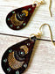 Leather Teardrop Earrings - Hand-Stamped/Painted, Southwestern Style, M