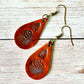 Leather Teardrop Earrings - Hand-Stamped, Southwestern Style, M