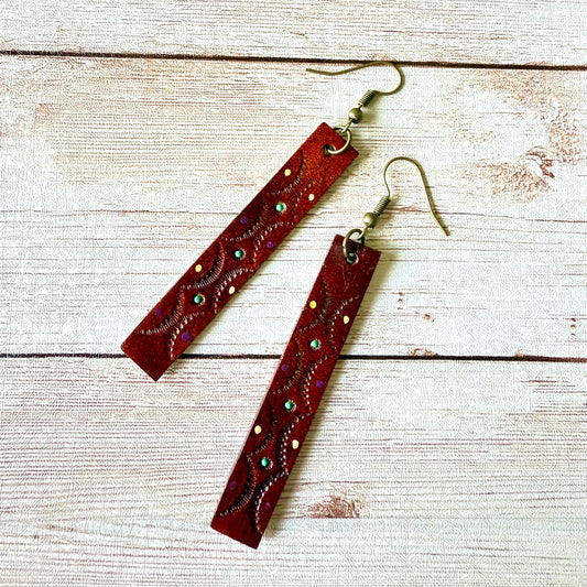 Leather Rectangular Earrings - Bohemian Style