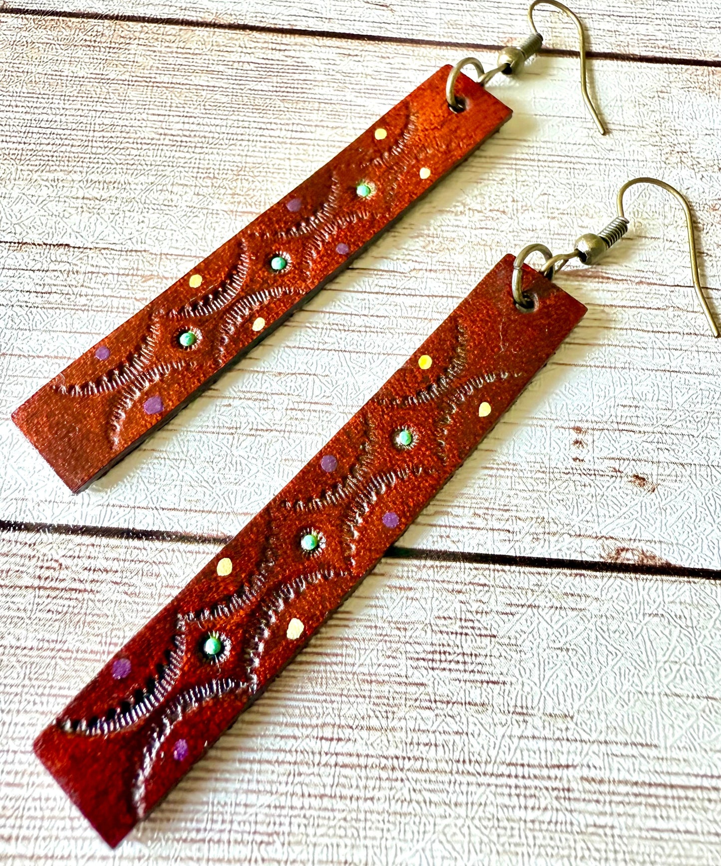 Leather Rectangular Earrings - Bohemian Style