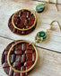Leather Hand-Stamped Circular Earrings - Bohemian/Southwest Style