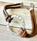 Leather O-Ring Bracelet with Adjustable Clasp - Bohemian Style