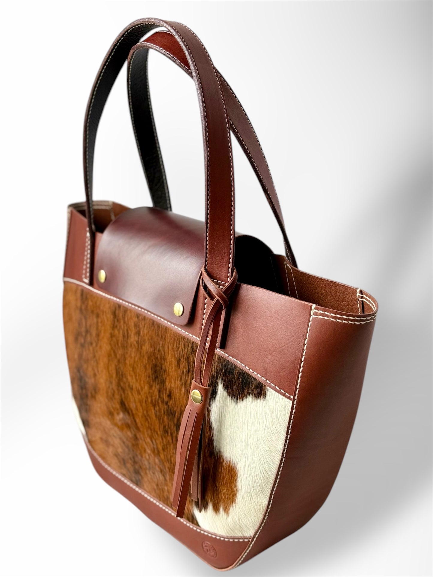 Hair-On-Hide Medium Brown Leather Tote