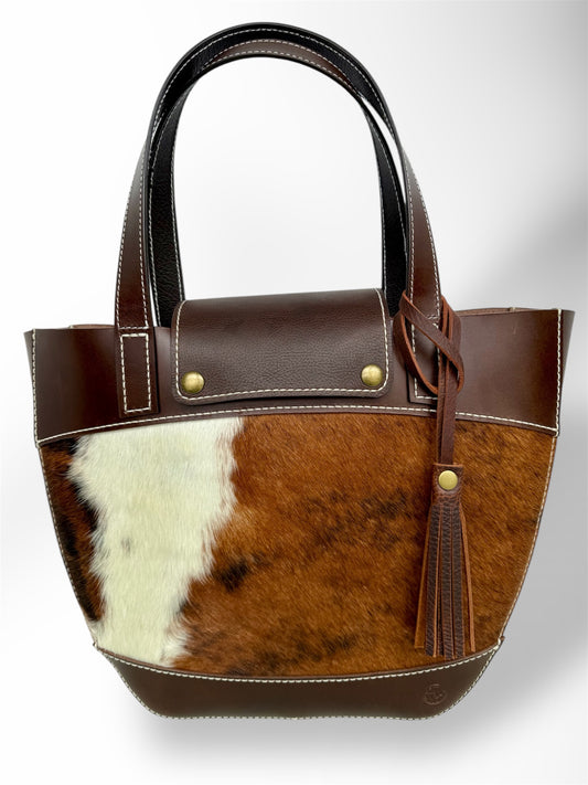 Dark Brown Hair-On-Hide Tote