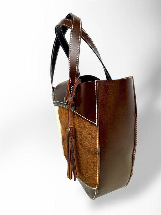 Dark Brown Hair-On-Hide Tote