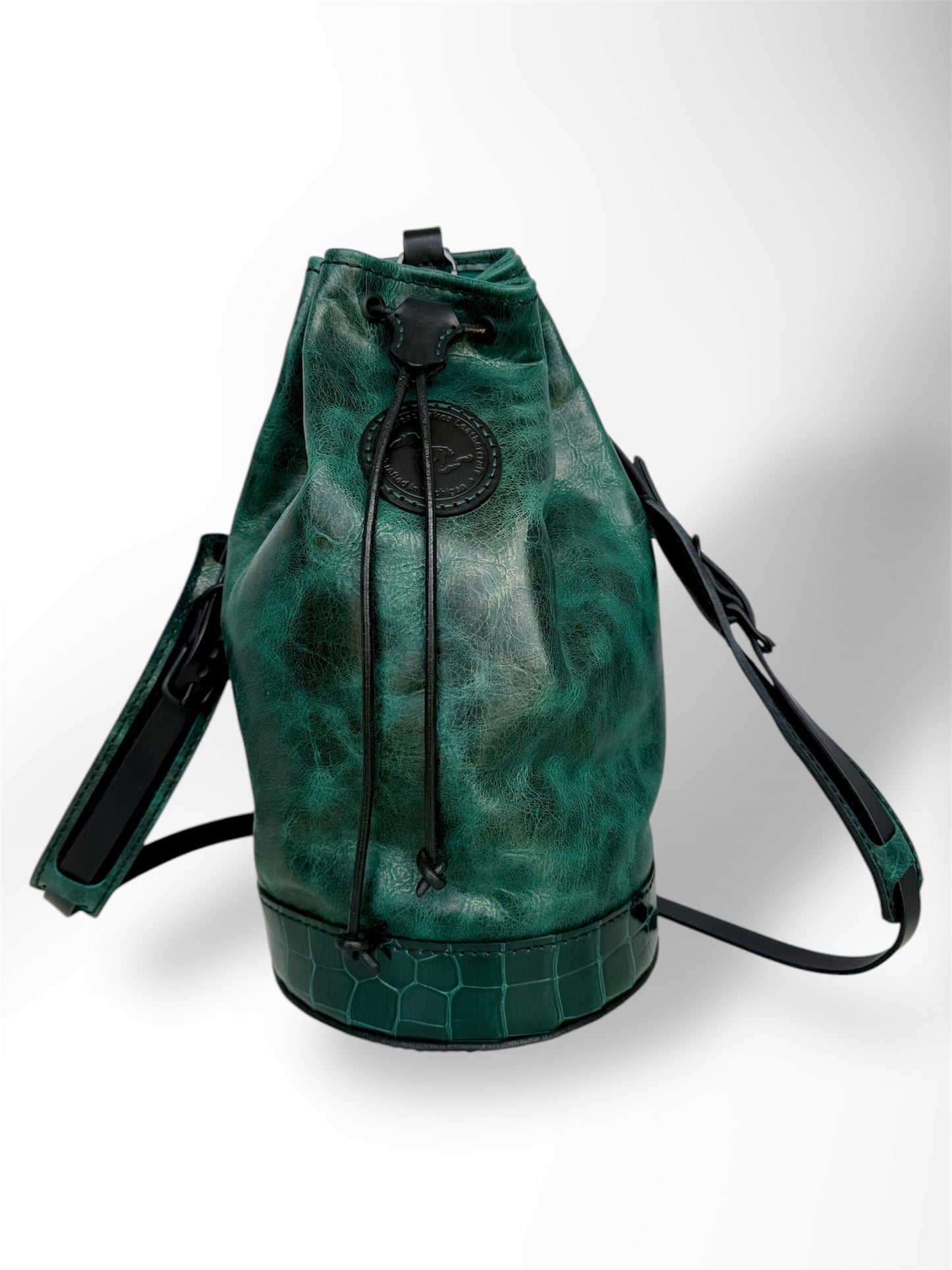 Turquoise American Alligator Bucket Backpack Duffle