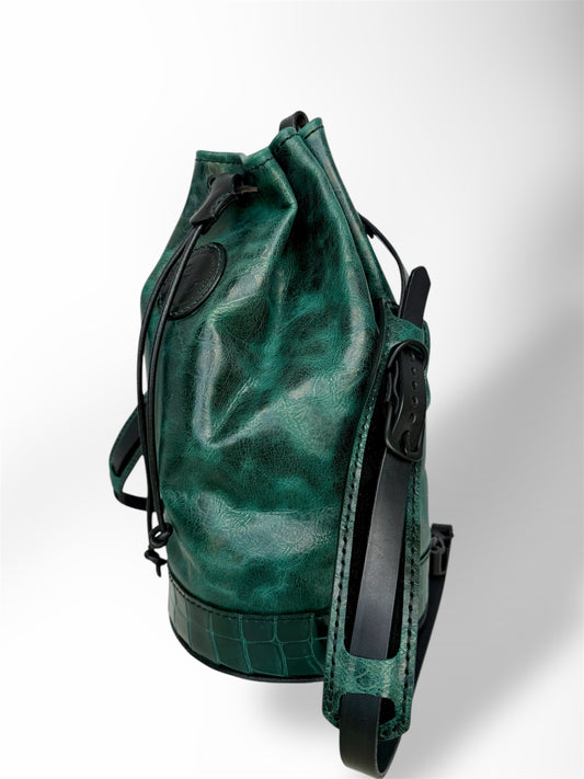 Turquoise American Alligator Bucket Backpack Duffle