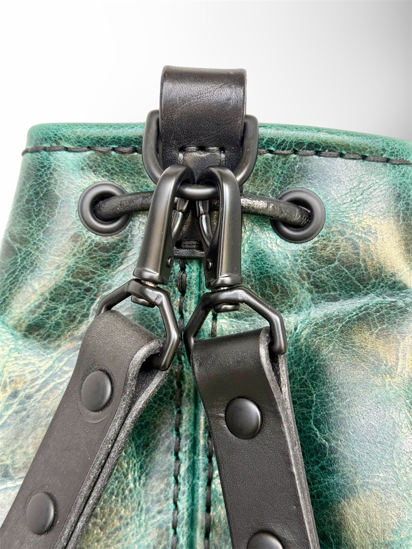 Turquoise American Alligator Bucket Backpack Duffle