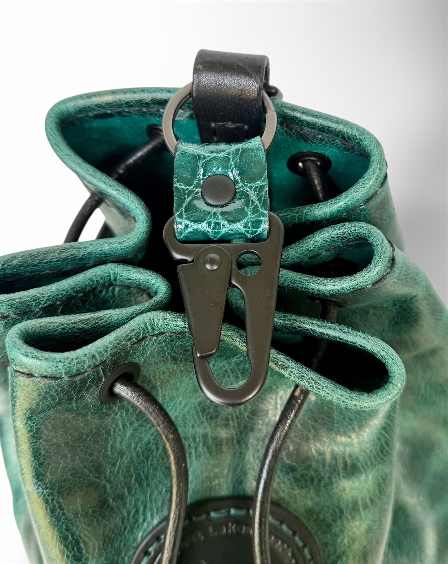 Turquoise American Alligator Bucket Backpack Duffle