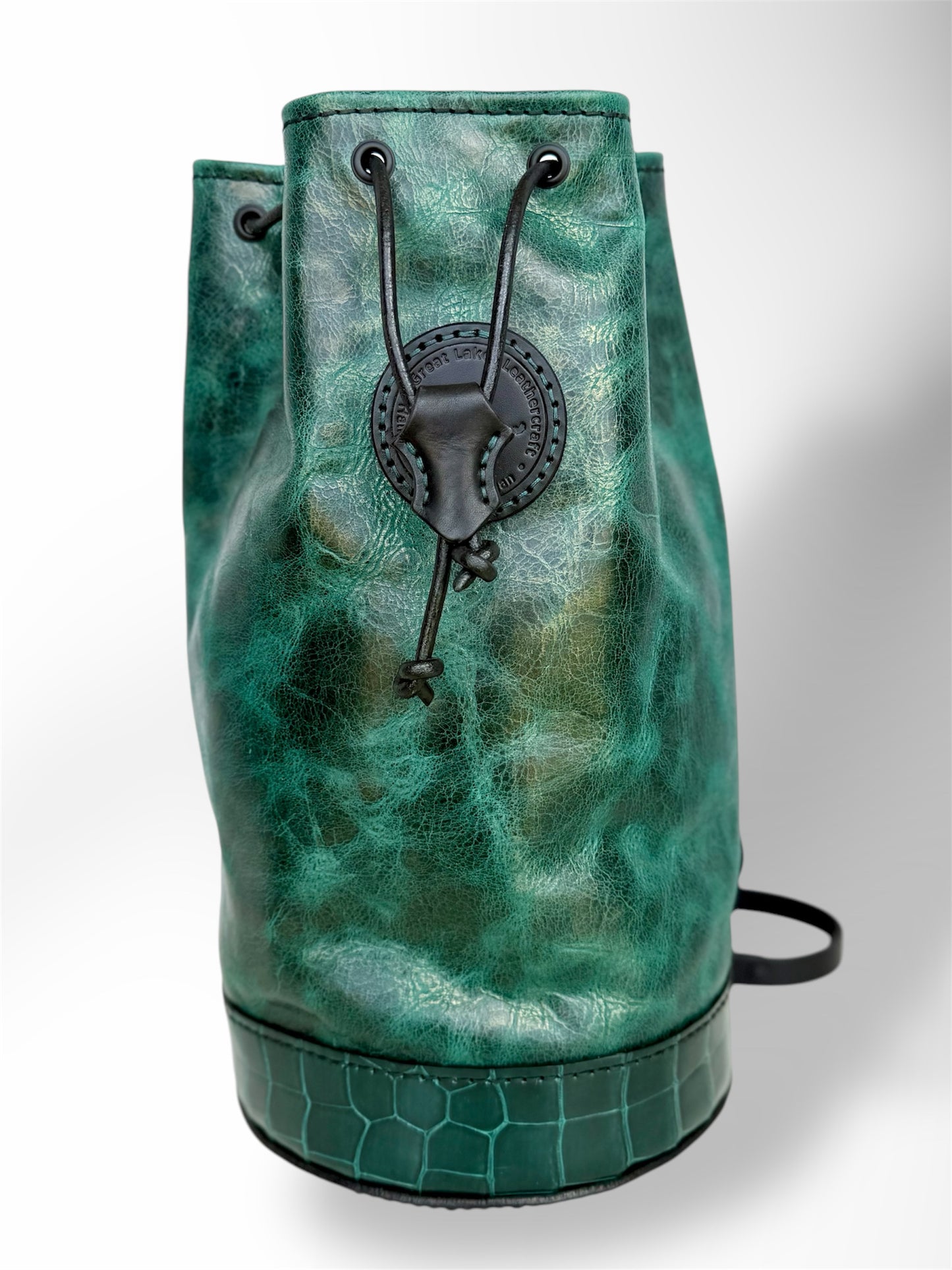Turquoise American Alligator Bucket Backpack Duffle