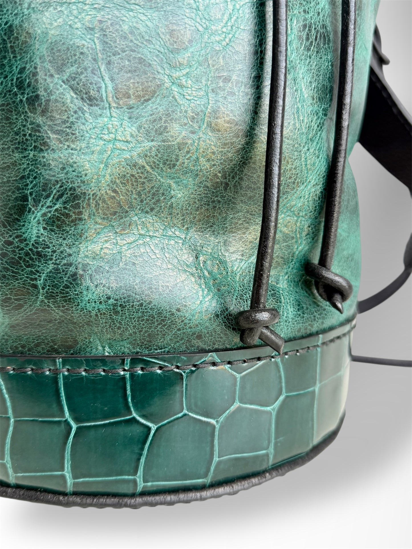 Turquoise American Alligator Bucket Backpack Duffle
