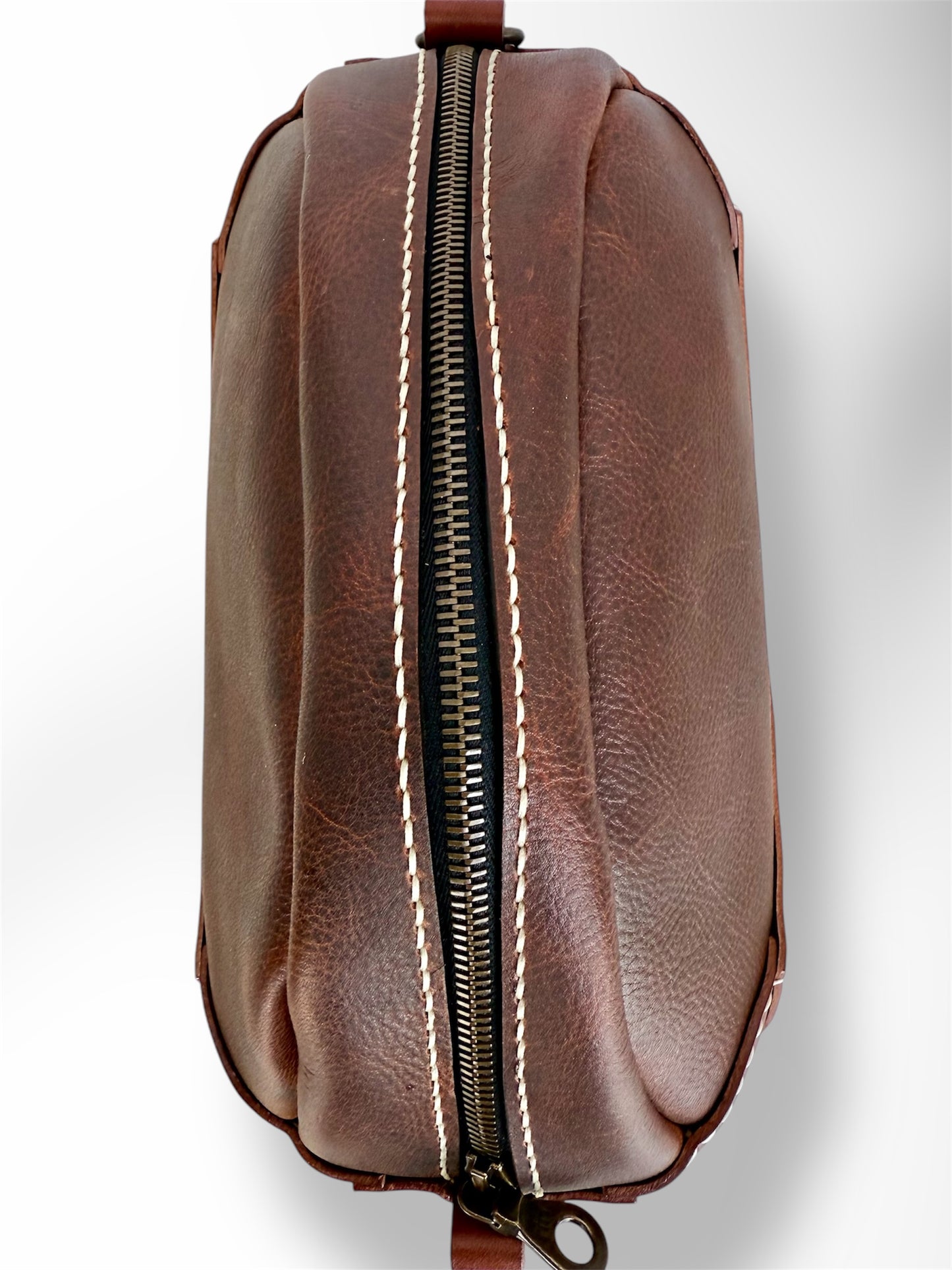 Men's Dopp Kit - Brown with White Thread