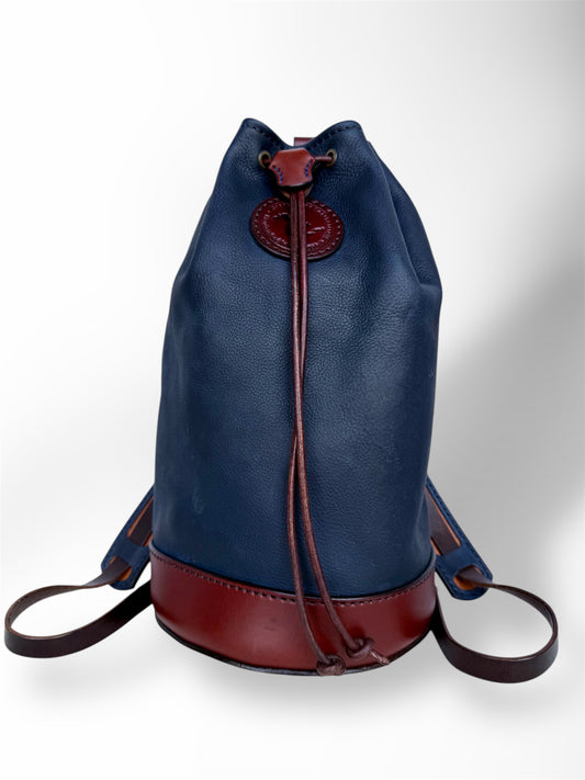 Blue Two-Toned Bucket Duffle with Removeable Straps