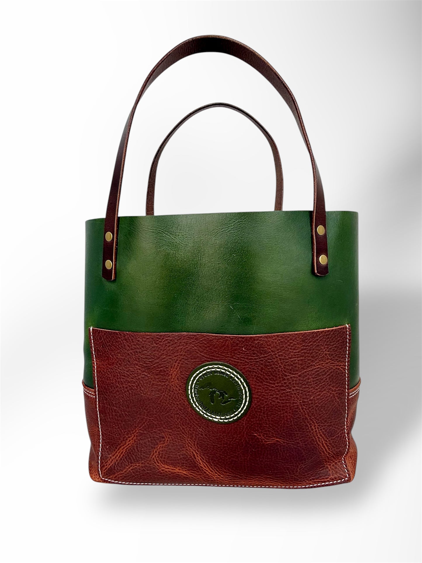 Deep Green and Brown Two-Tone Tote