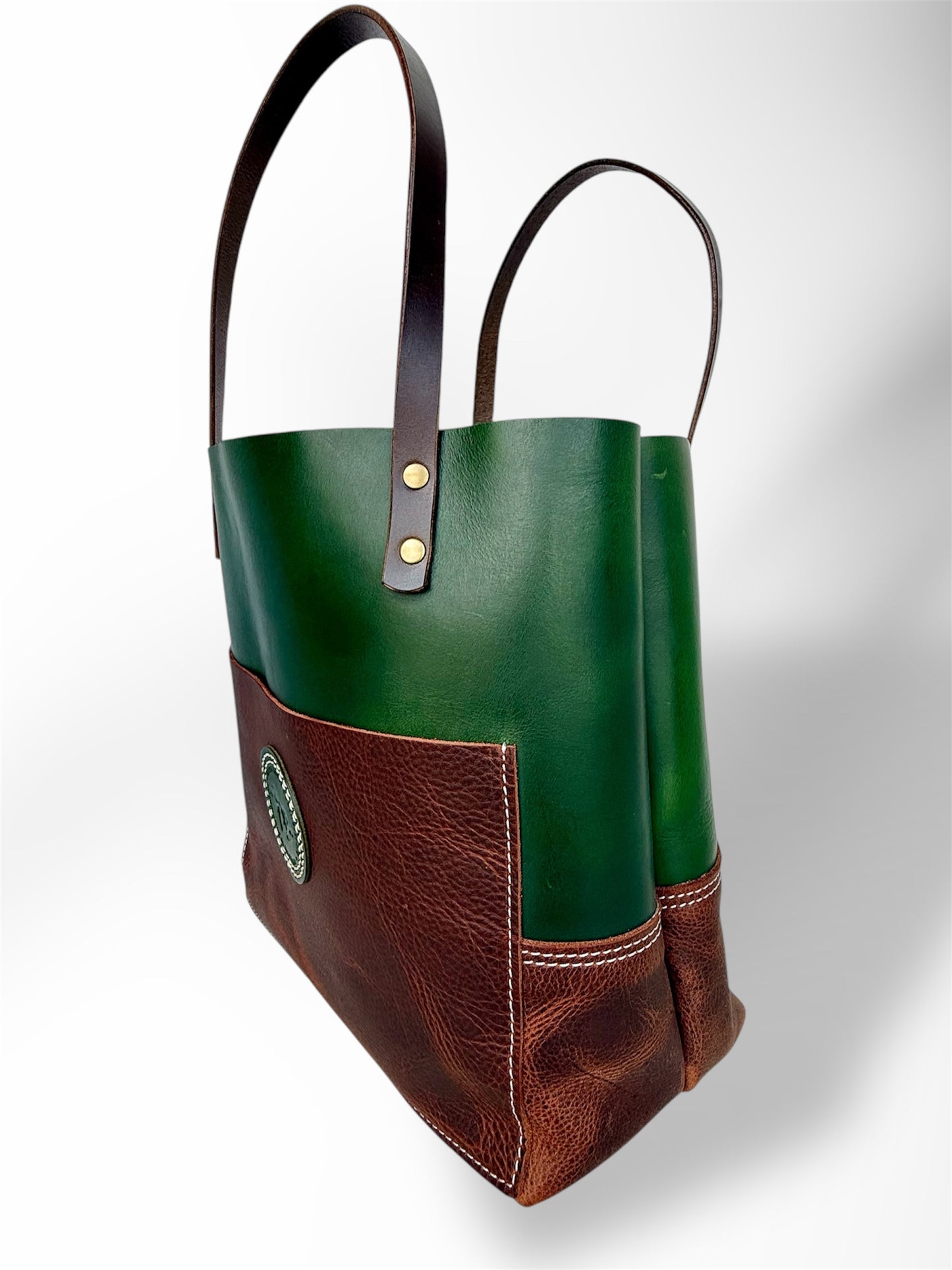 Deep Green and Brown Two-Tone Tote