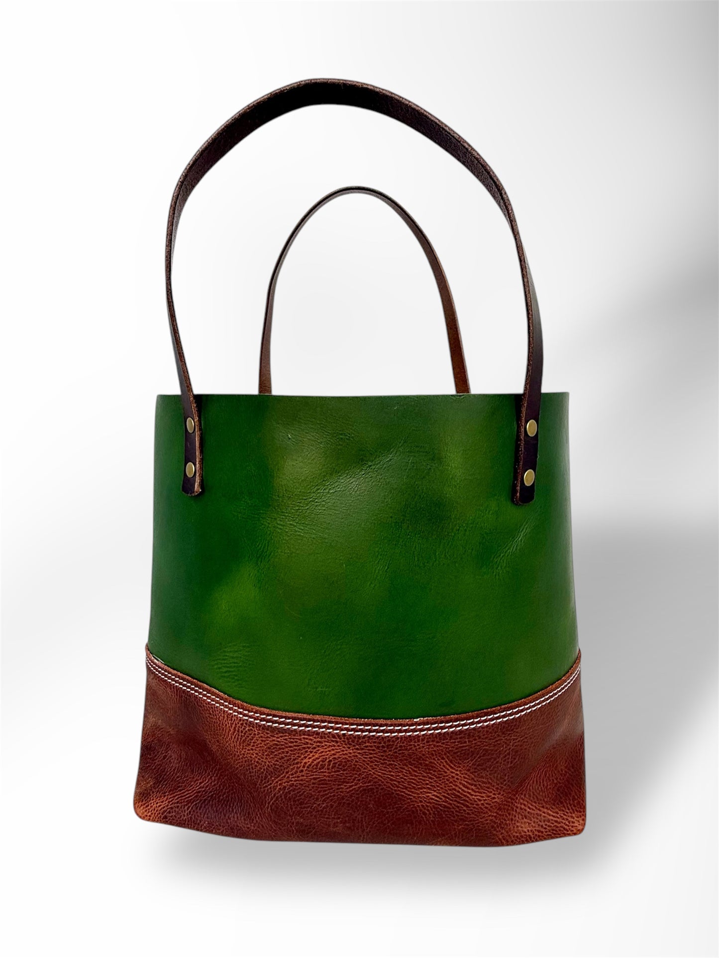 Deep Green and Brown Two-Tone Tote