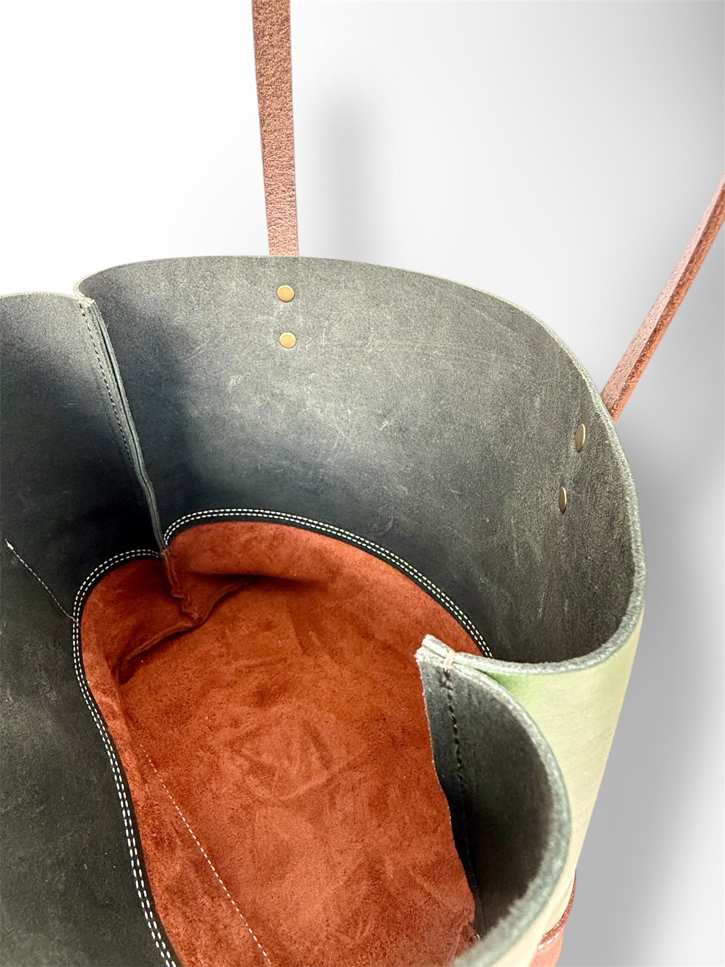 Deep Green and Brown Two-Tone Tote