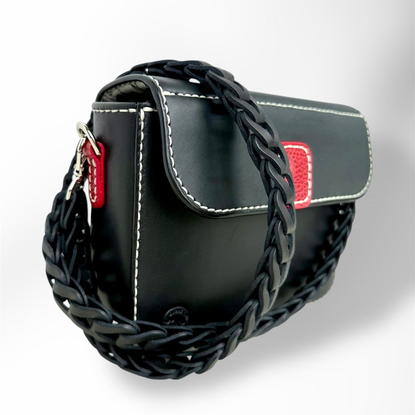 Black & Red Purse with Removeable Leather Chain Shoulder Strap