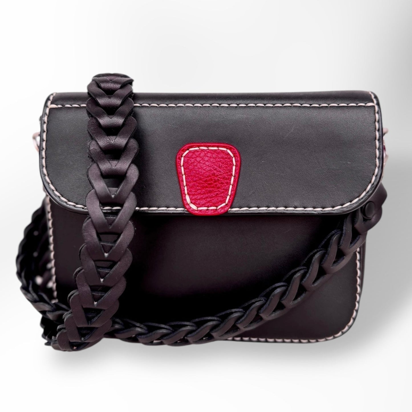 Black & Red Purse with Removeable Leather Chain Shoulder Strap